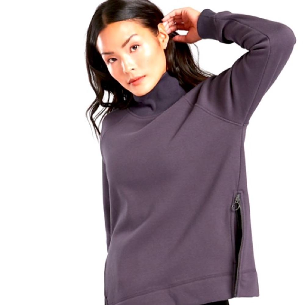 Like New Athleta Cozy Karma Side Zip Funnel Neck Pullover Sweatshirt Dusky Lilac